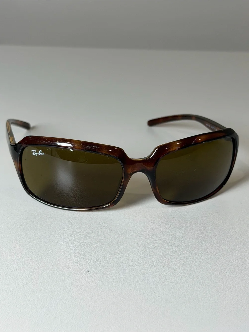 Ray-Ban RB4116 Rectangular Sports Wrap Tortoise Frame Sunglasses Green Lens